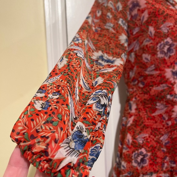Sam Edelman Red/Orange Floral Long Sleeve Dress - Picture 6 of 13